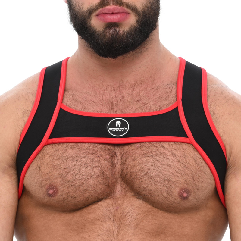 Sparta's Harness Harnais Néoprène Zeus Noir-Rouge